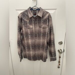 Moonshine Mens Dust Bowl Plaid Long Sleeve Button Down Shirt. XL